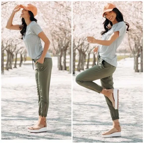 Albion Jettsetters Jogger Pant Zip Ankle Sage Green Comfy Activewear Size M Tall - Picture 4 of 16